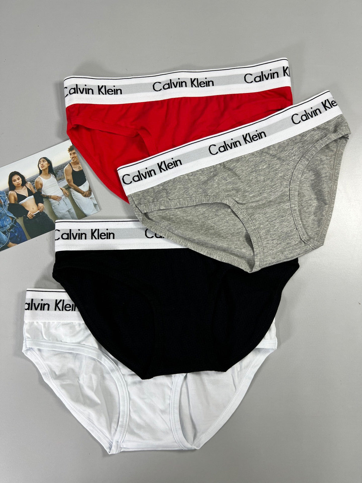 Calvin Klein Grey White Red Brief Stack Women's Briefs, image 1