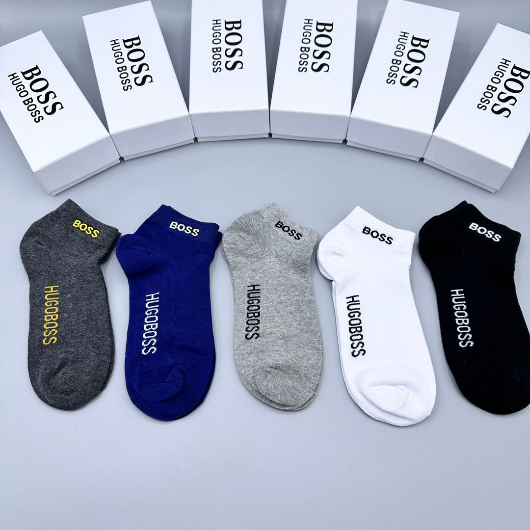 BOSS Small Wordmark Colour-Mix Ankle Socks, gallery image 3