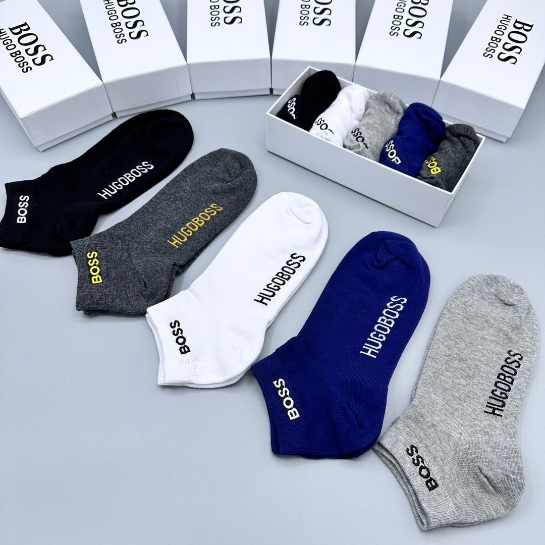 BOSS Small Wordmark Colour-Mix Ankle Socks, gallery image 9