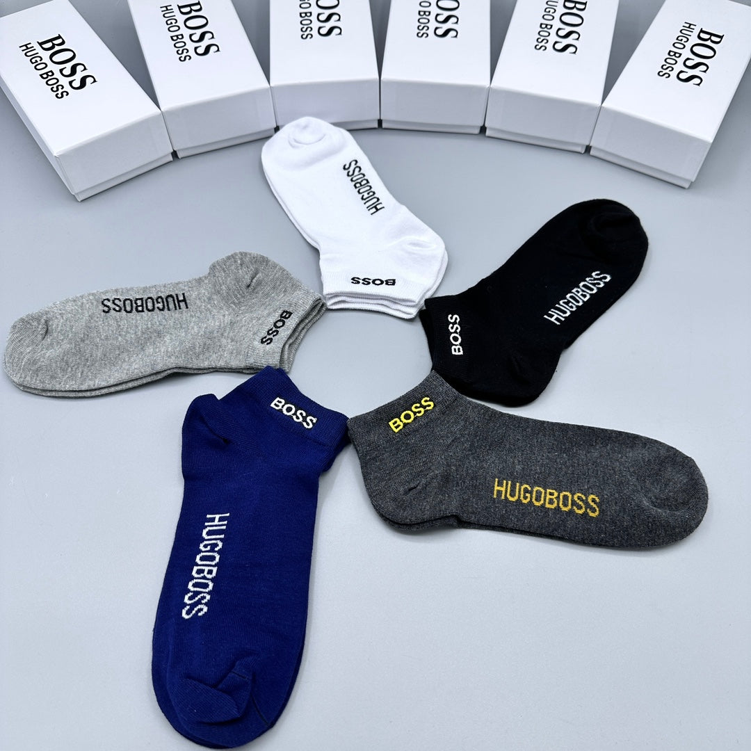 BOSS Small Wordmark Colour-Mix Ankle Socks, gallery image 6