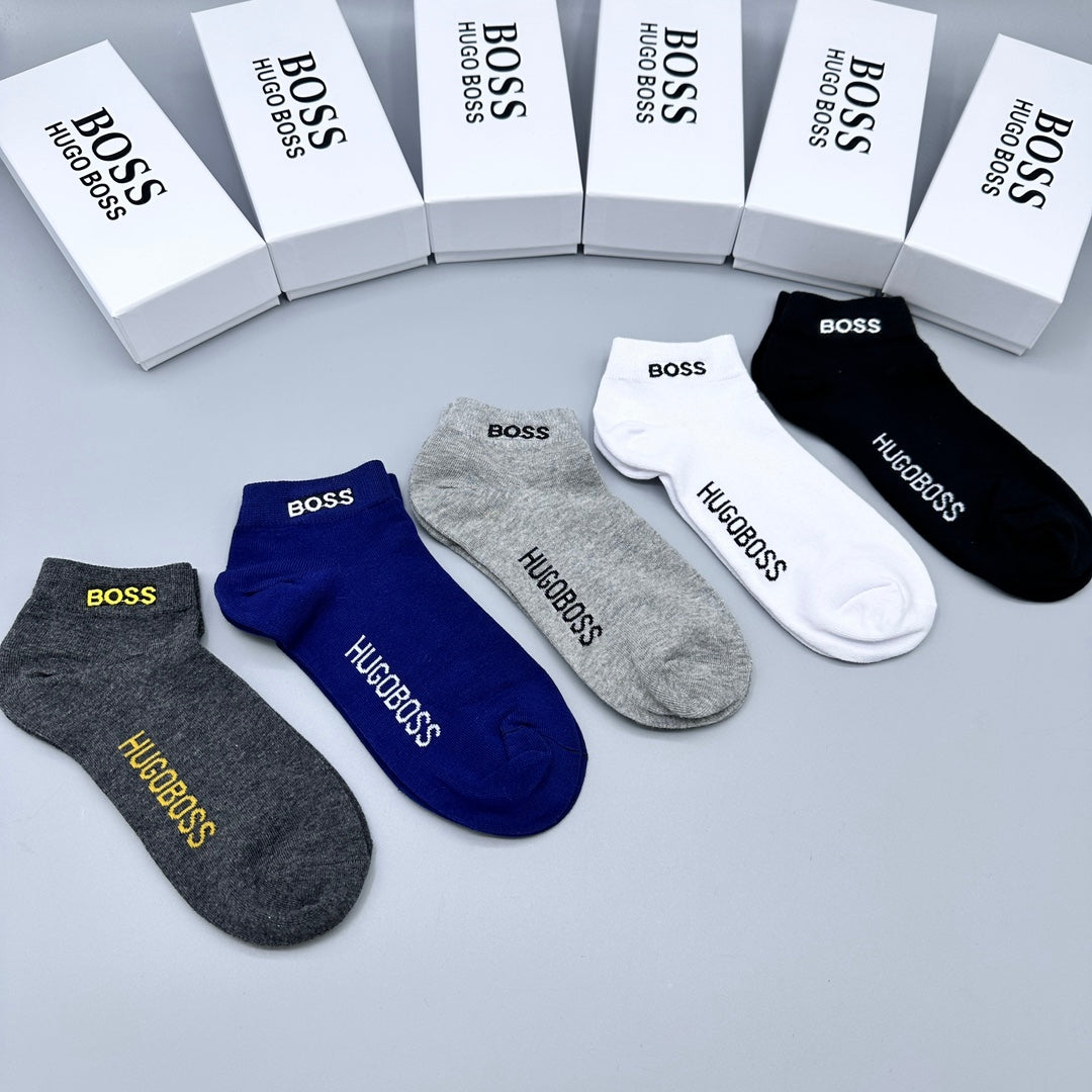 BOSS Small Wordmark Colour-Mix Ankle Socks, gallery image 1