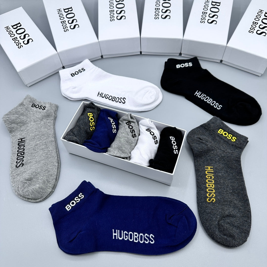 BOSS Small Wordmark Colour-Mix Ankle Socks, gallery image 5