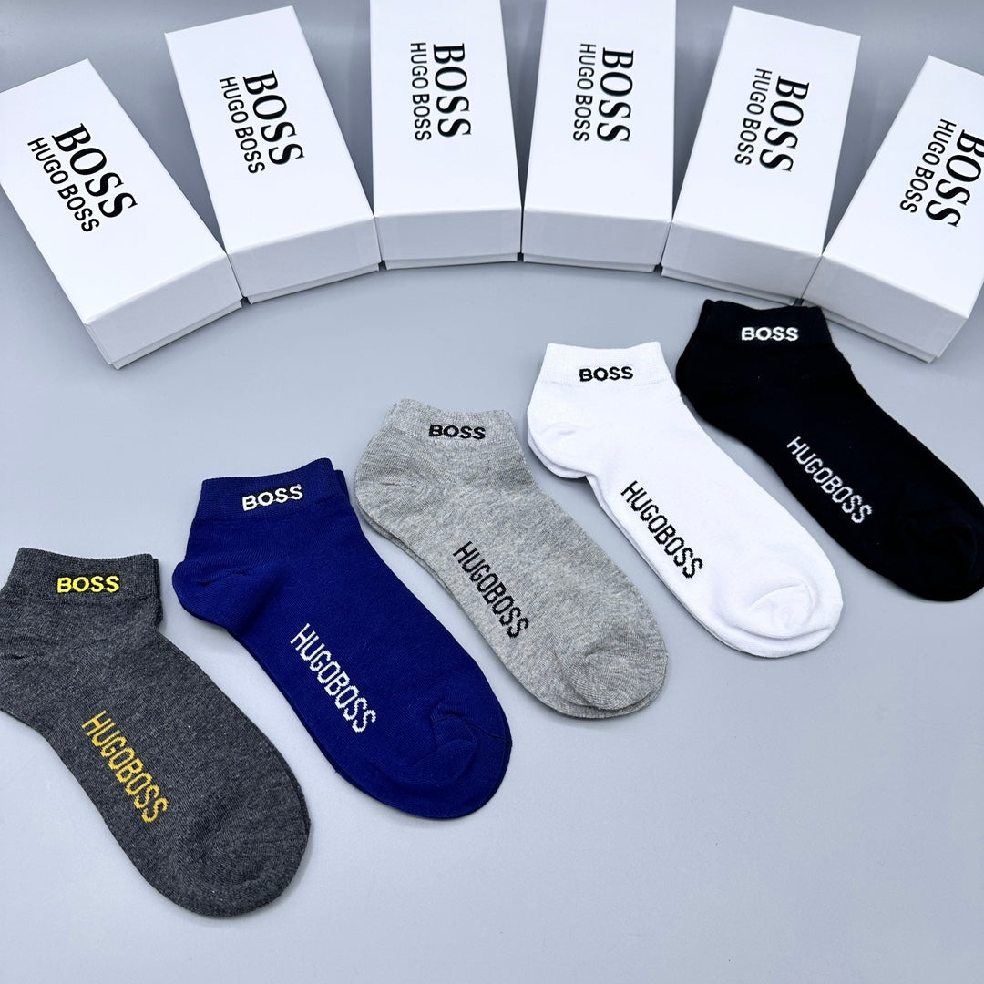 BOSS Small Wordmark Colour-Mix Ankle Socks, gallery image 2