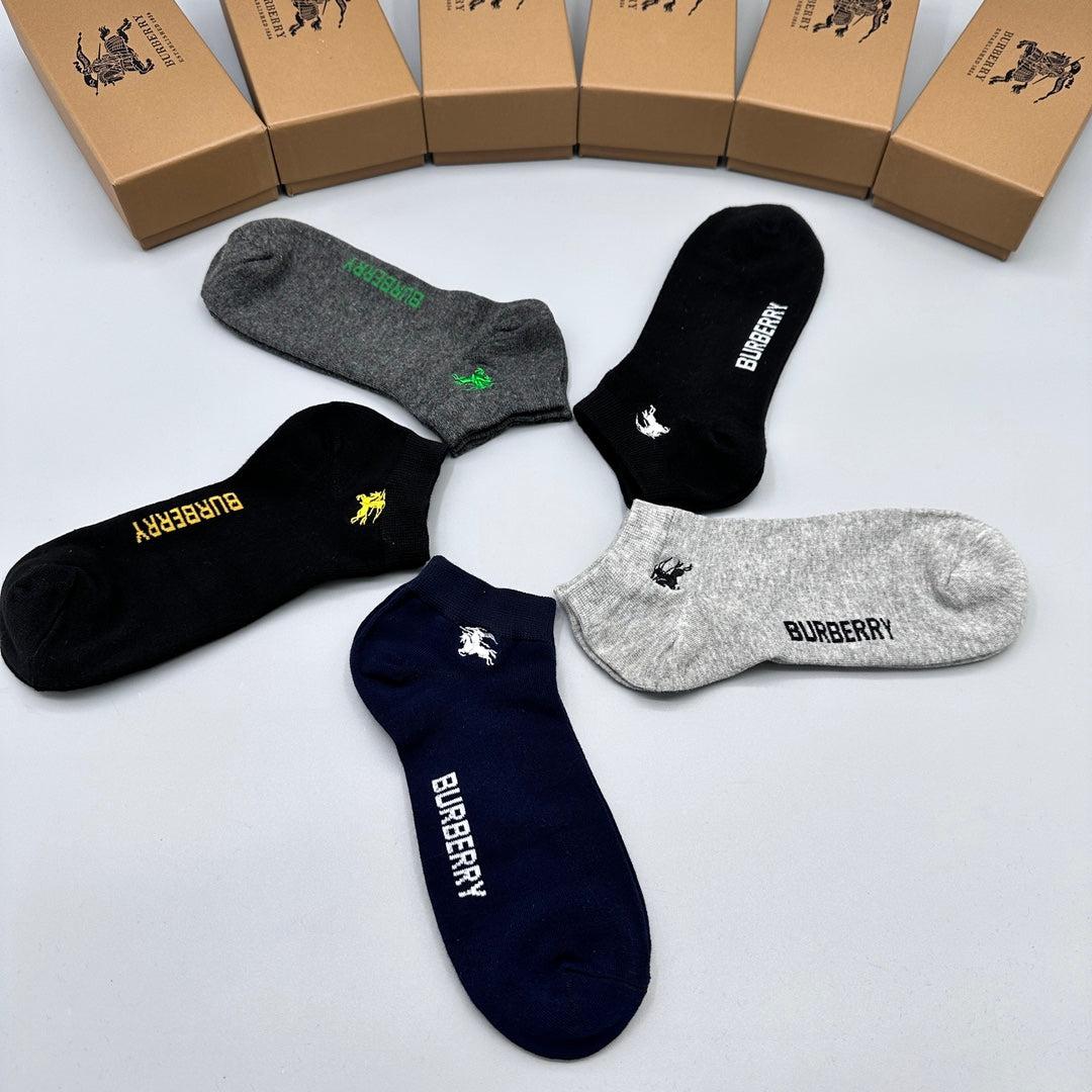 Burberry Neutral Small Coloured Horse Motifs No-Show Socks, image 4
