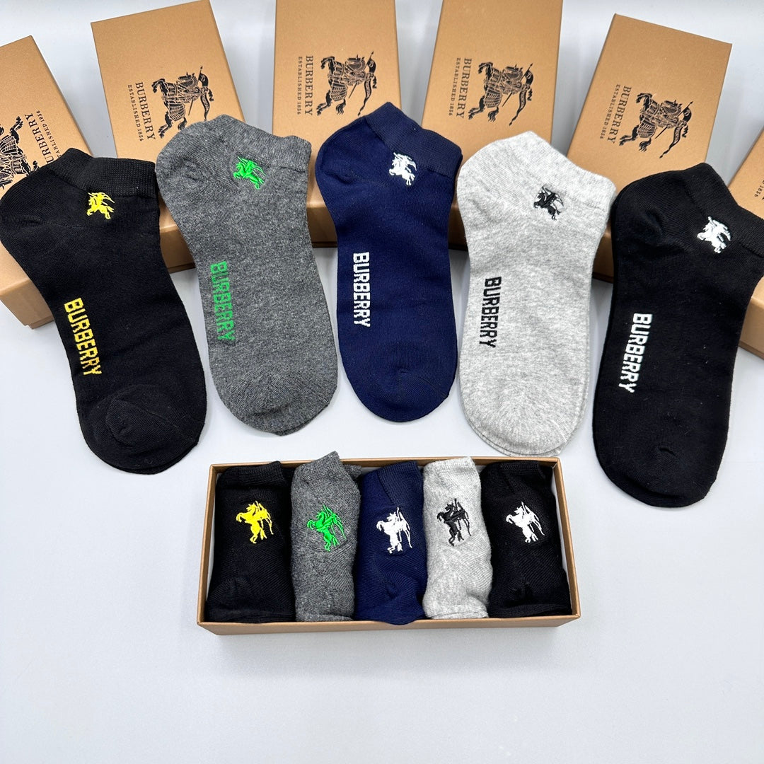 Burberry Neutral Small Coloured Horse Motifs No-Show Socks, image 3