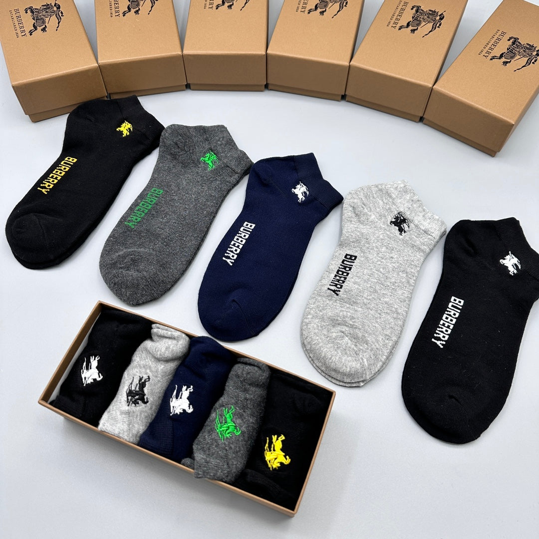 Burberry Neutral Small Coloured Horse Motifs No-Show Socks, image 9