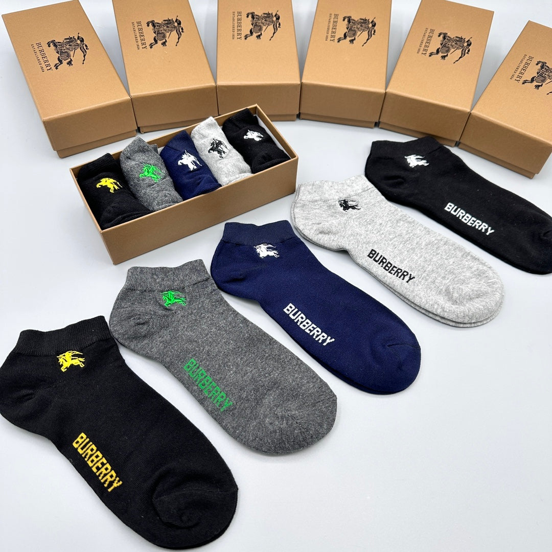 Burberry Neutral Small Coloured Horse Motifs No-Show Socks, image 6
