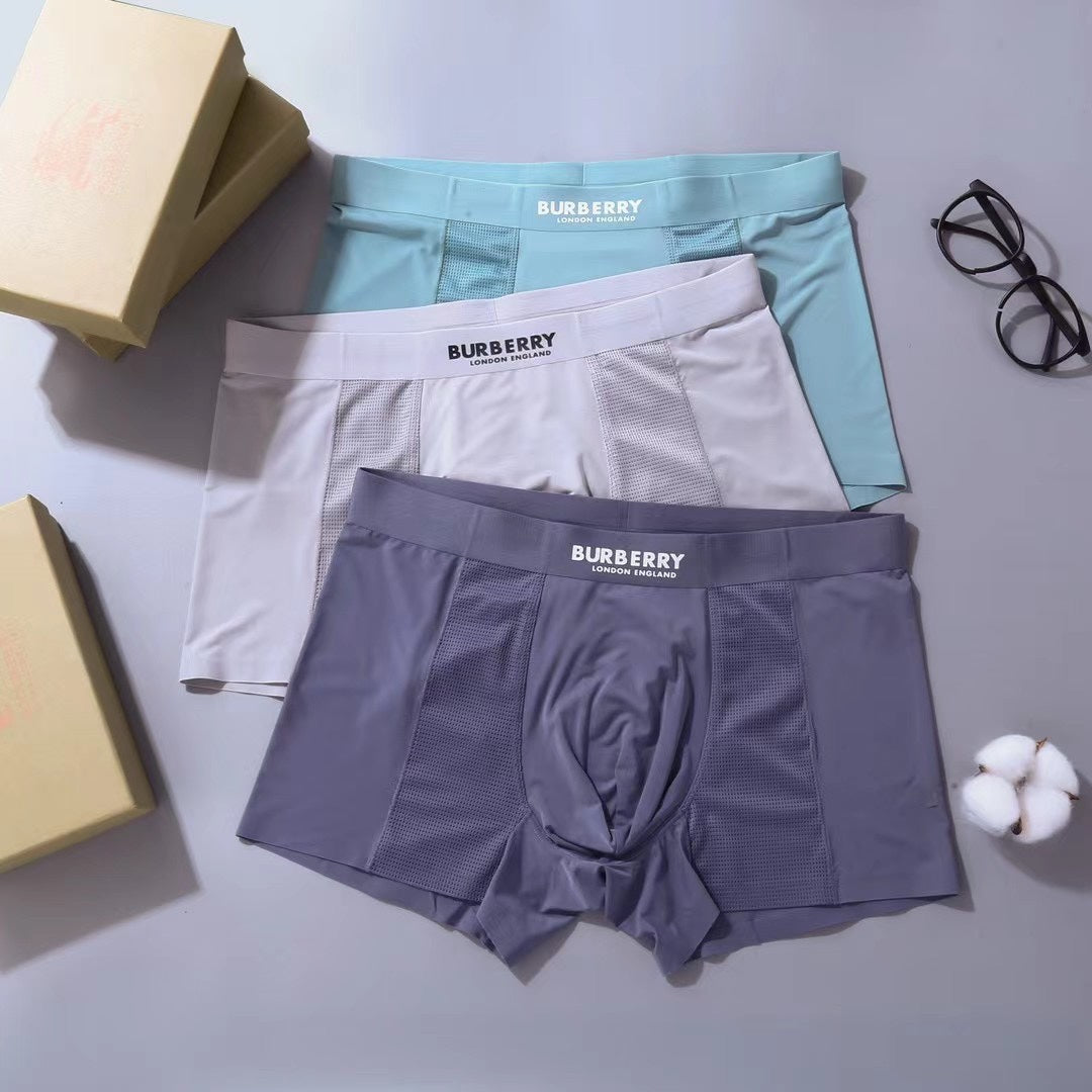 Burberry Lilac Teal Grey Small Waist Text Boxer Briefs, image 2