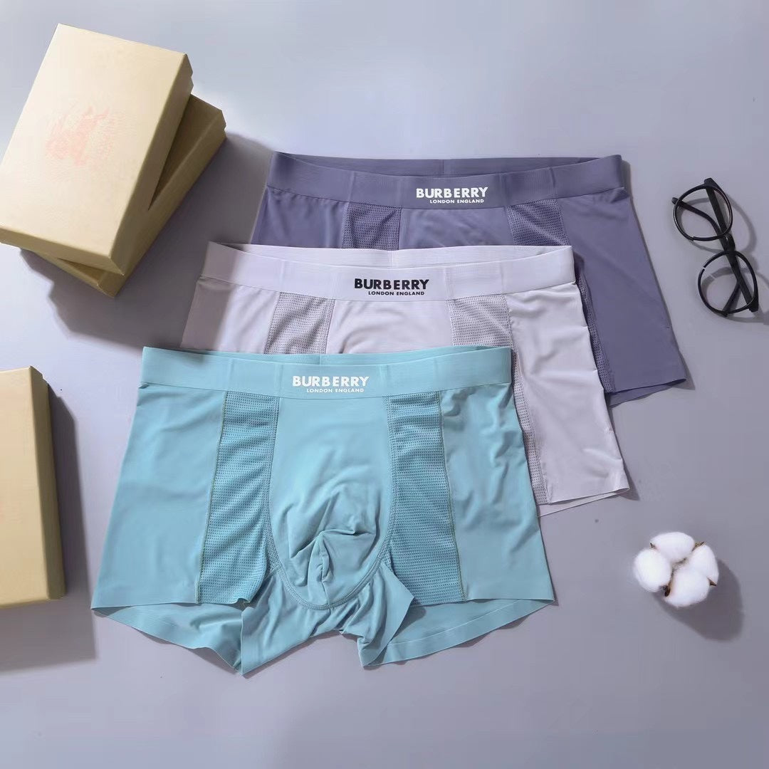 Burberry Lilac Teal Grey Small Waist Text Boxer Briefs, image 3