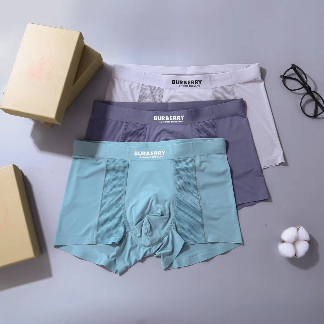 Burberry Lilac Teal Grey Small Waist Text Boxer Briefs, image 5