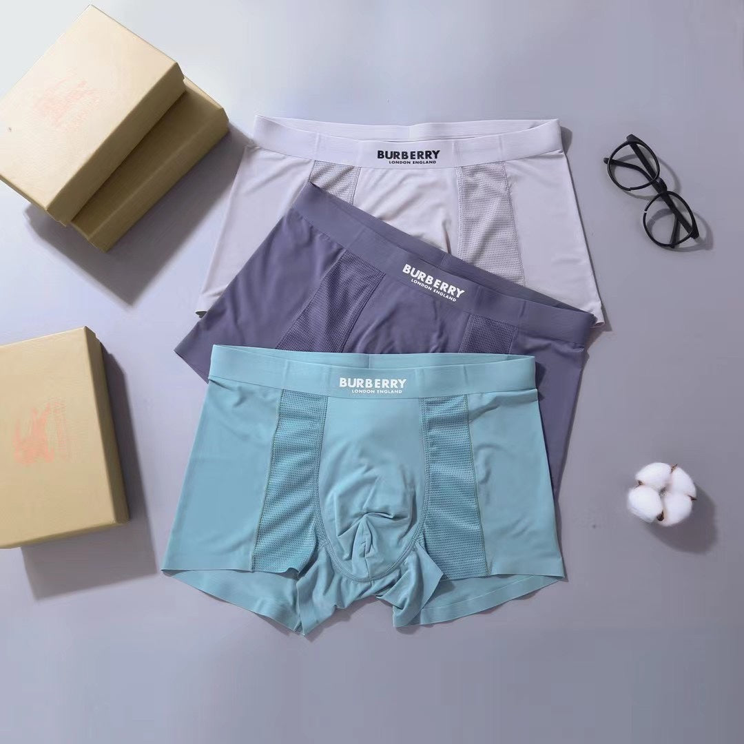 Burberry Lilac Teal Grey Small Waist Text Boxer Briefs, image 1