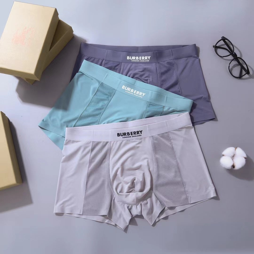 Burberry Lilac Teal Grey Small Waist Text Boxer Briefs, image 4