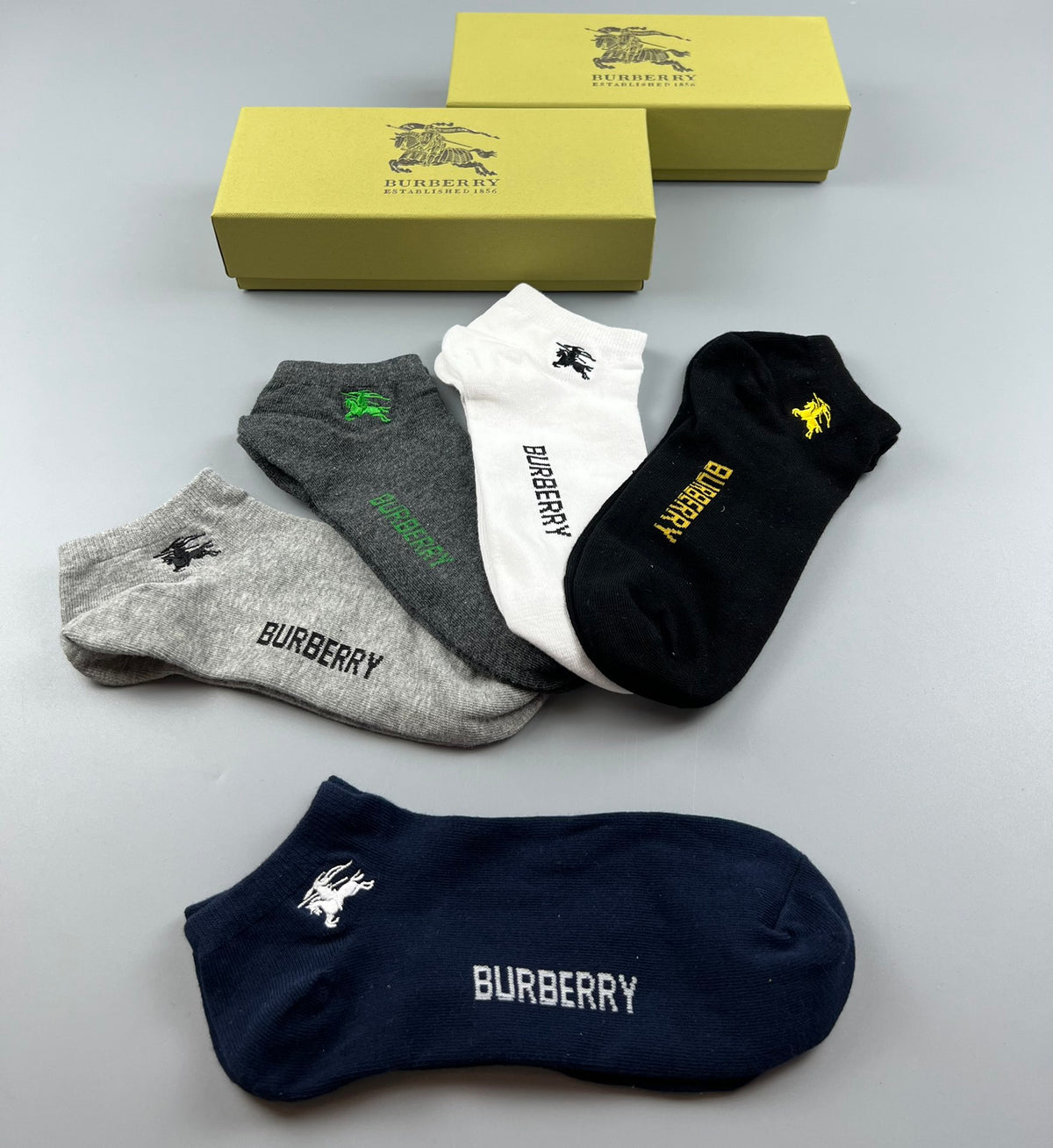 Burberry Neutral Small Coloured Horse Box Crew Socks, image 7