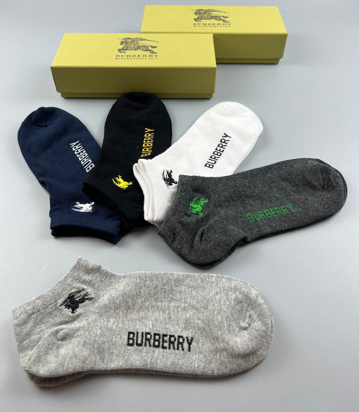 Burberry Neutral Small Coloured Horse Box Crew Socks, image 6