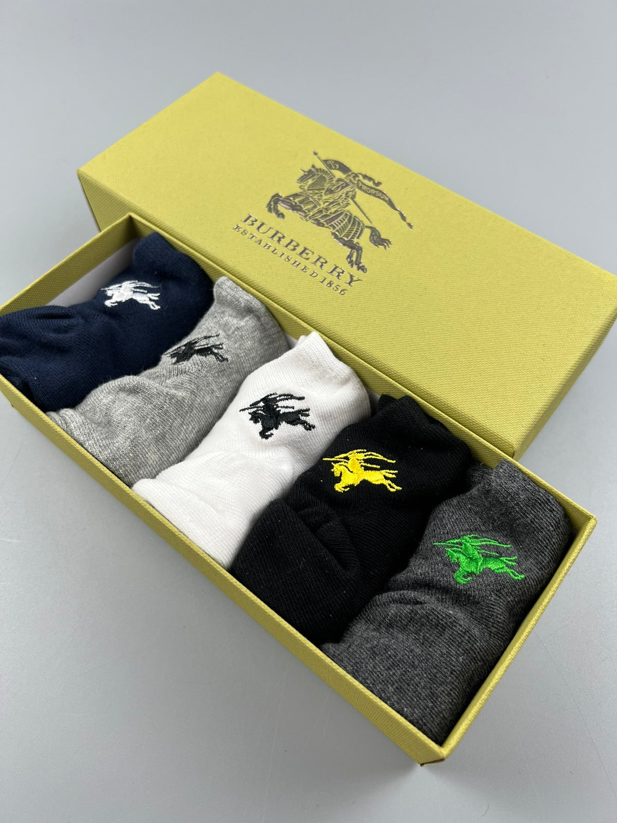 Burberry Neutral Small Coloured Horse Box Crew Socks, image 1