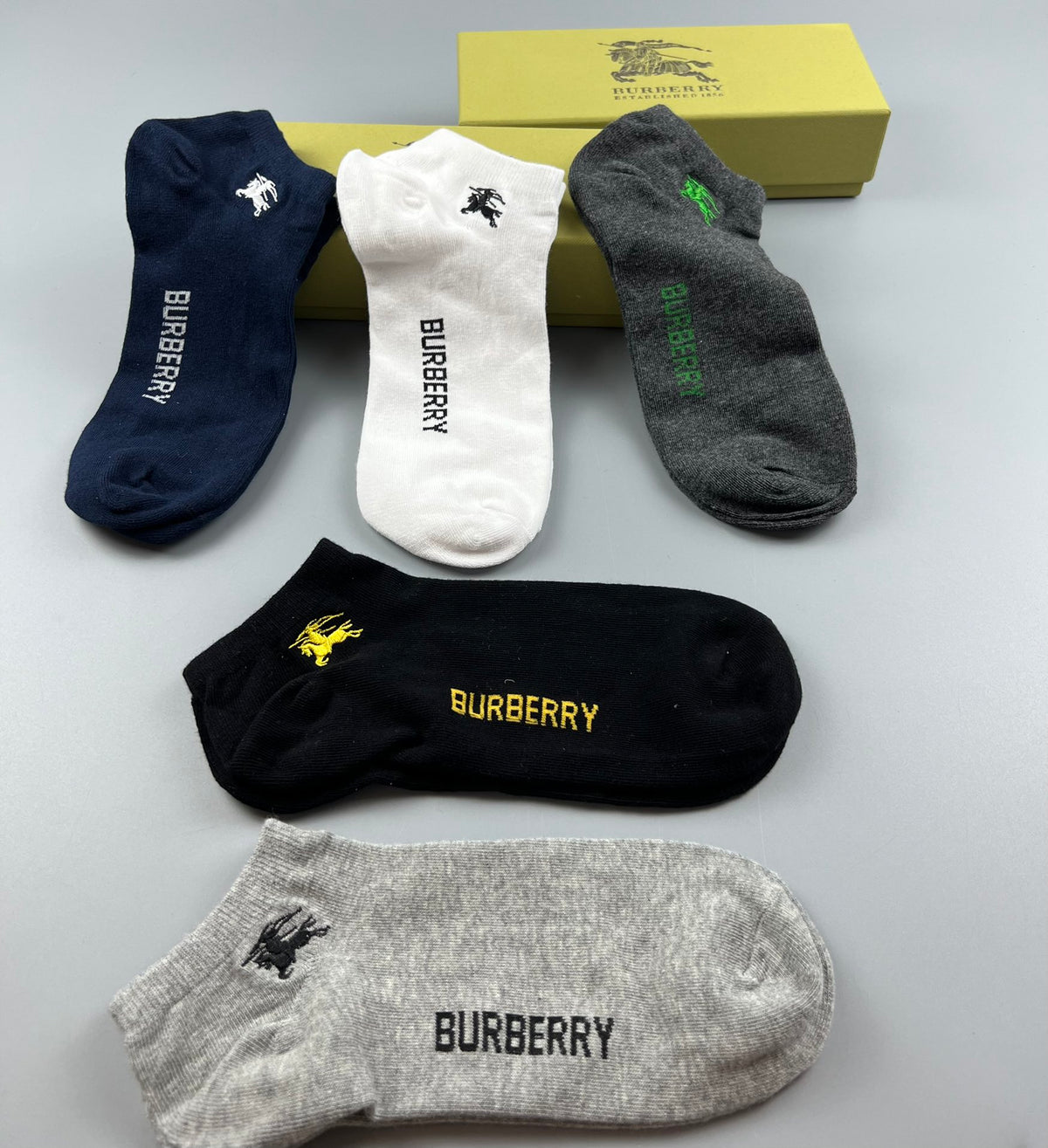 Burberry Neutral Small Coloured Horse Box Crew Socks, image 4