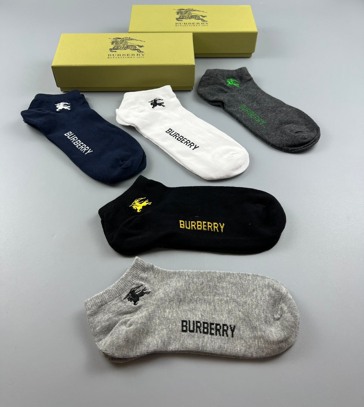 Burberry Neutral Small Coloured Horse Box Crew Socks, image 5