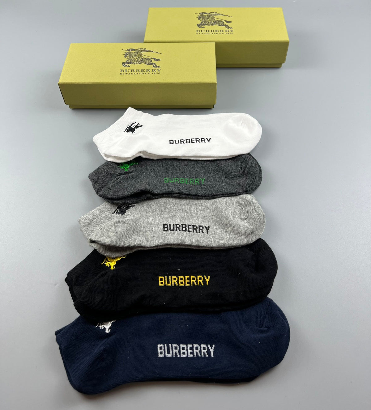 Burberry Neutral Small Coloured Horse Box Crew Socks, image 8