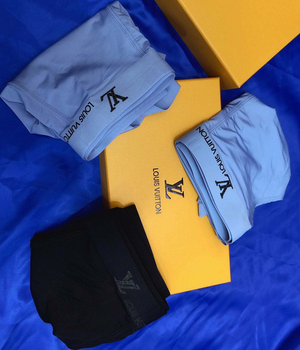 Louis Vuitton Blue Grey Black Small Waist Mark Boxer Briefs, image 7