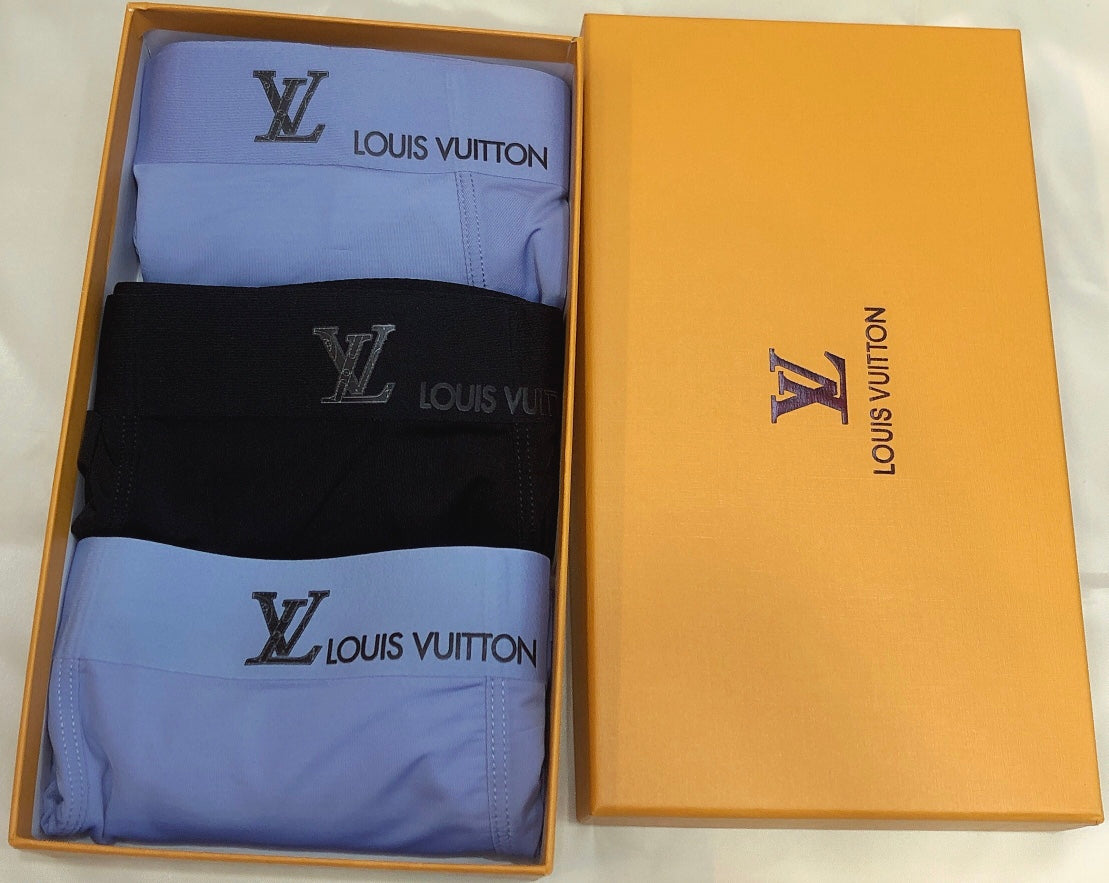 Louis Vuitton Blue Grey Black Small Waist Mark Boxer Briefs, image 4