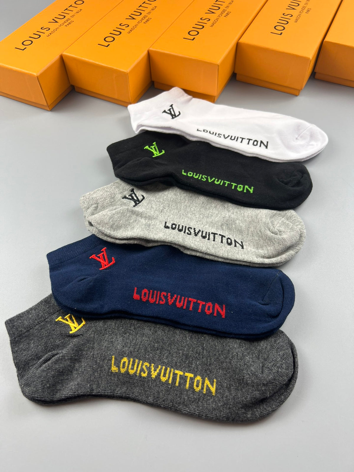 Louis Vuitton Neutral Small Coloured Monogram Crew Socks, image 8
