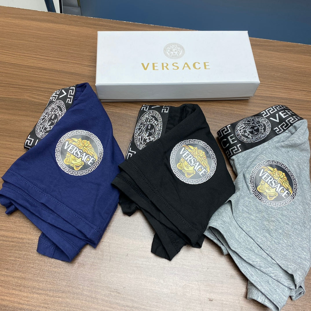 Versace Blue Grey Repeating Pattern Waist Boxer Briefs, image 4