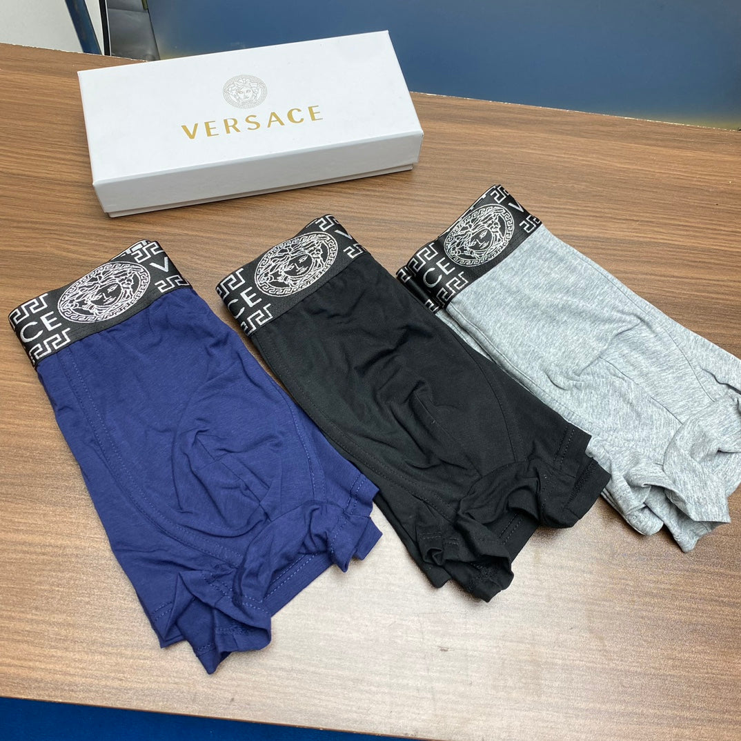 Versace Blue Grey Repeating Pattern Waist Boxer Briefs, image 3