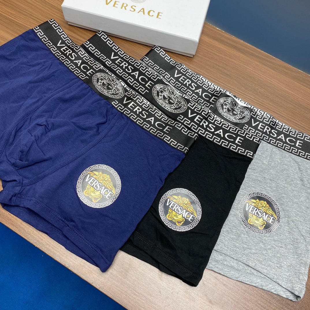 Versace Blue Grey Repeating Pattern Waist Boxer Briefs, image 2