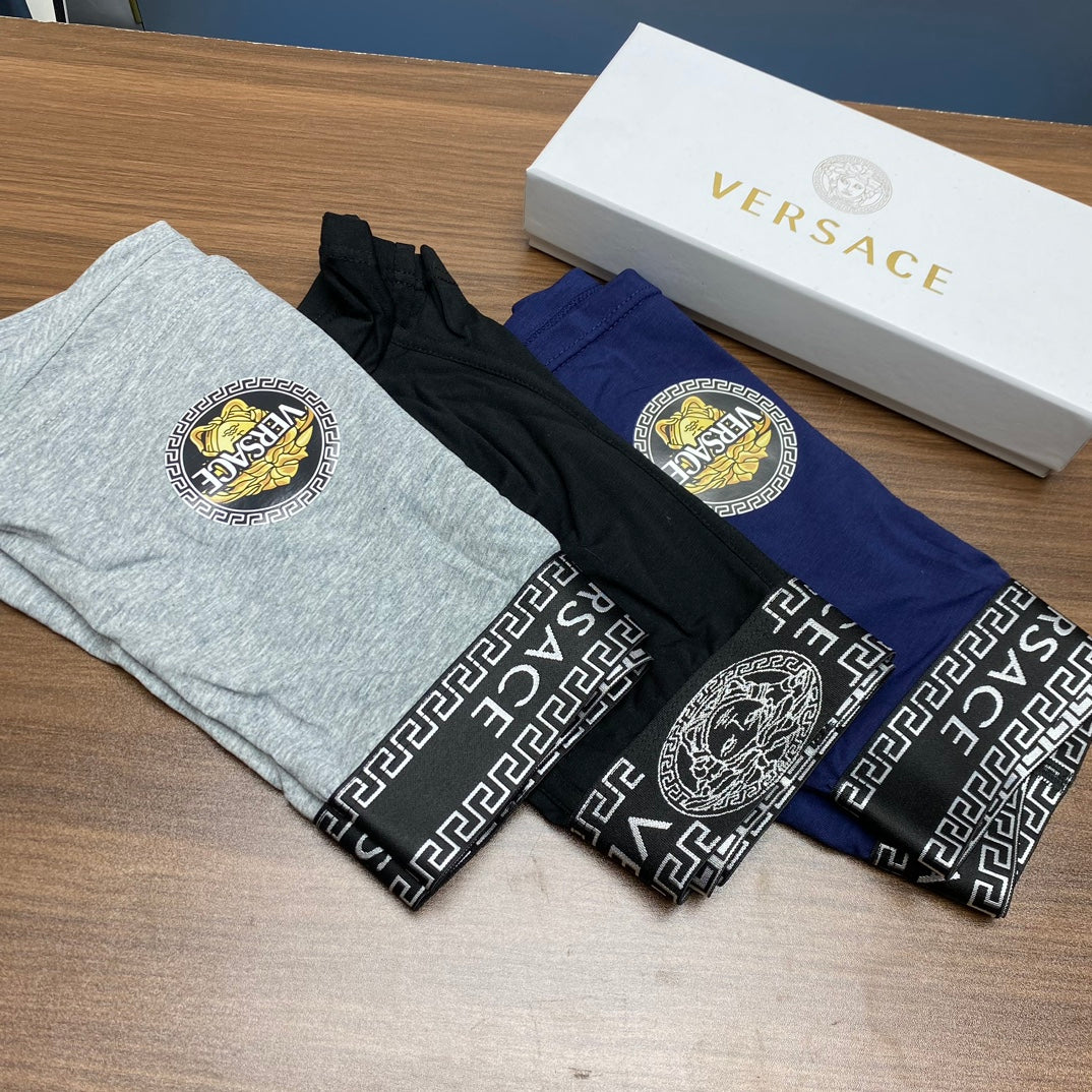 Versace Blue Grey Repeating Pattern Waist Boxer Briefs, image 7