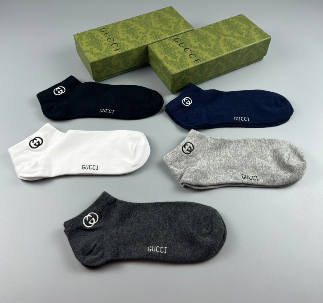 Gucci Navy Grey White Small Ankle Mark Ankle Socks, image 6
