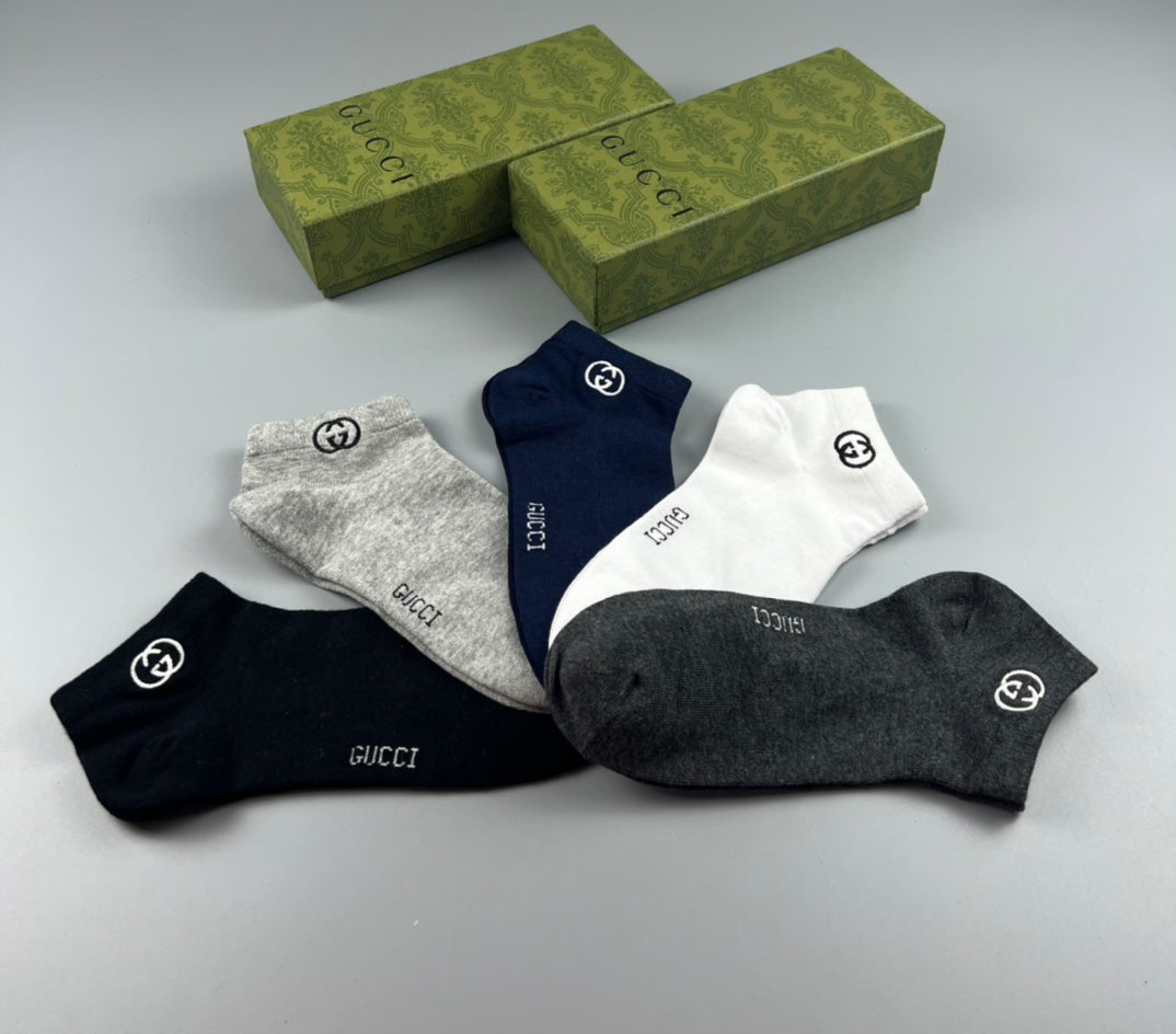 Gucci Navy Grey White Small Ankle Mark Ankle Socks, image 3