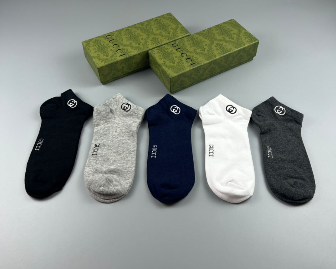 Gucci Navy Grey White Small Ankle Mark Ankle Socks, image 1