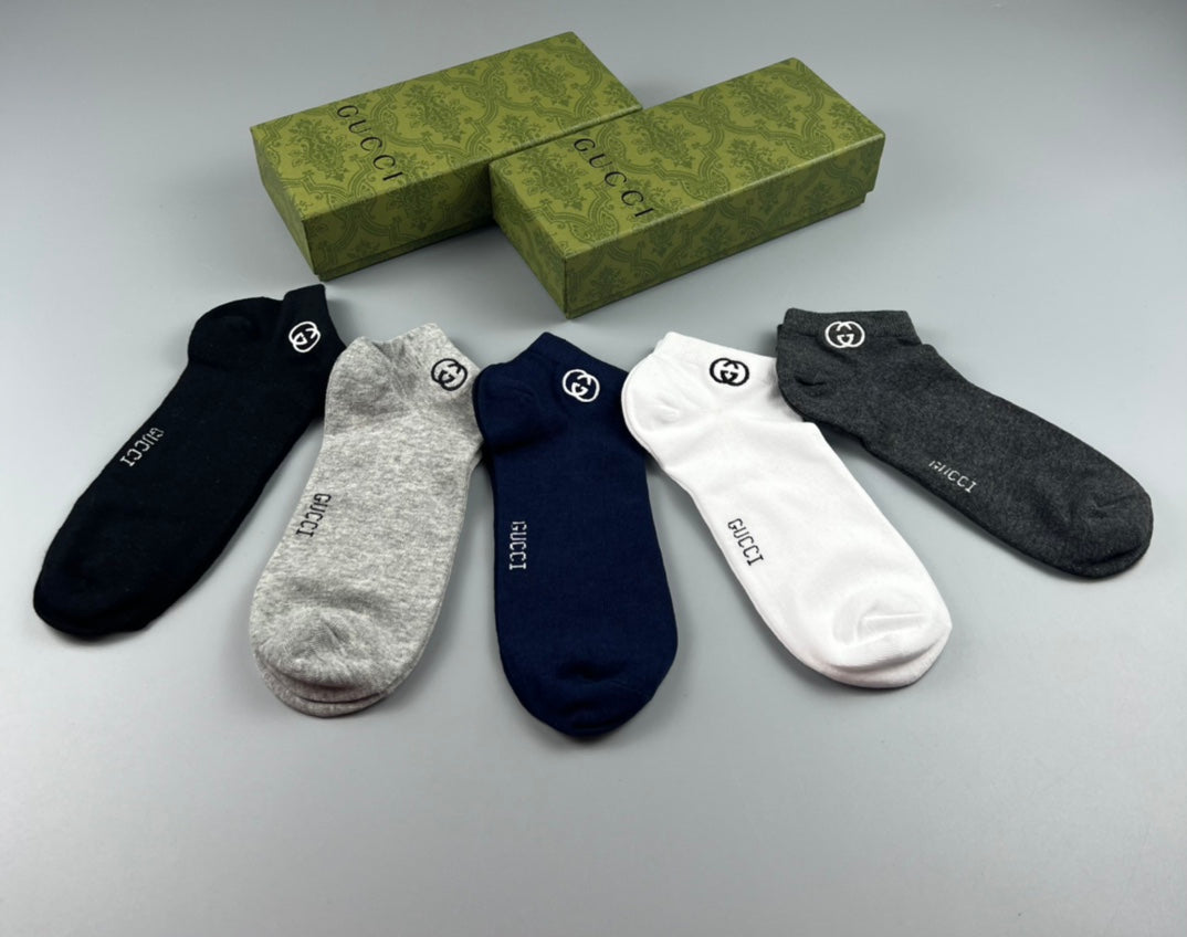 Gucci Navy Grey White Small Ankle Mark Ankle Socks, image 2