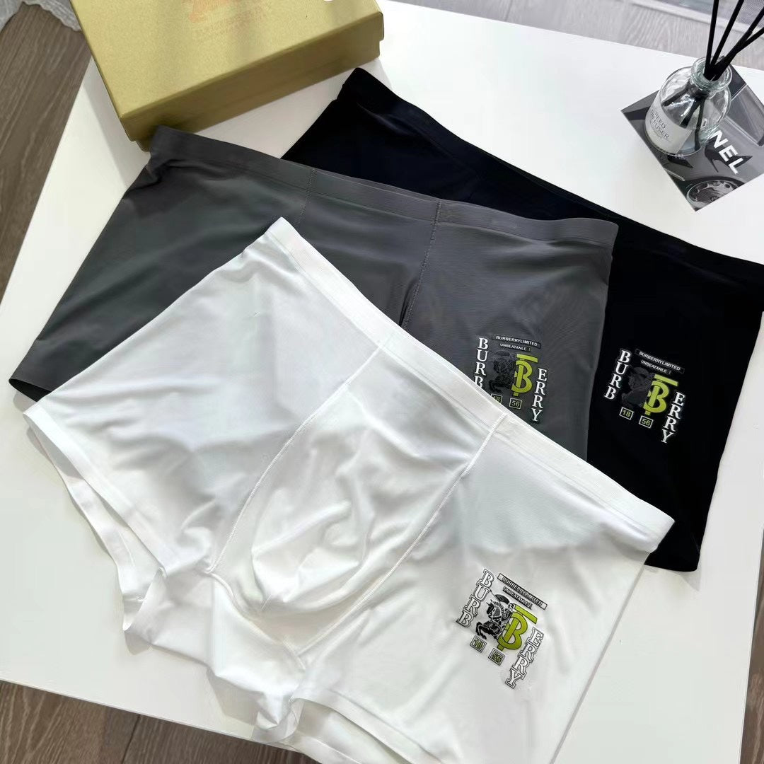 Burberry White Black Small Gold Hem Text Boxer Briefs, image 1