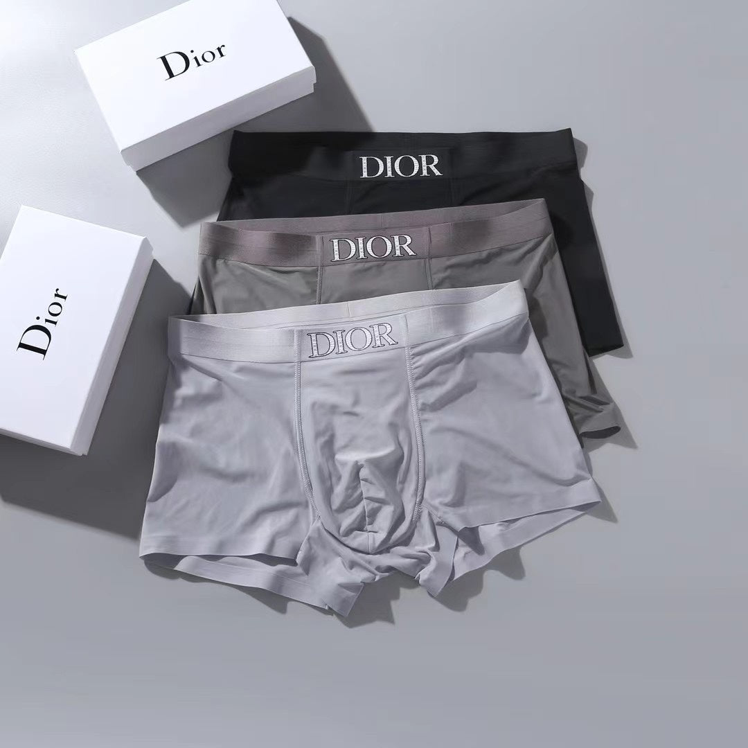 Dior Grey Black Broad Wordmark Waist Boxer Briefs, image 1