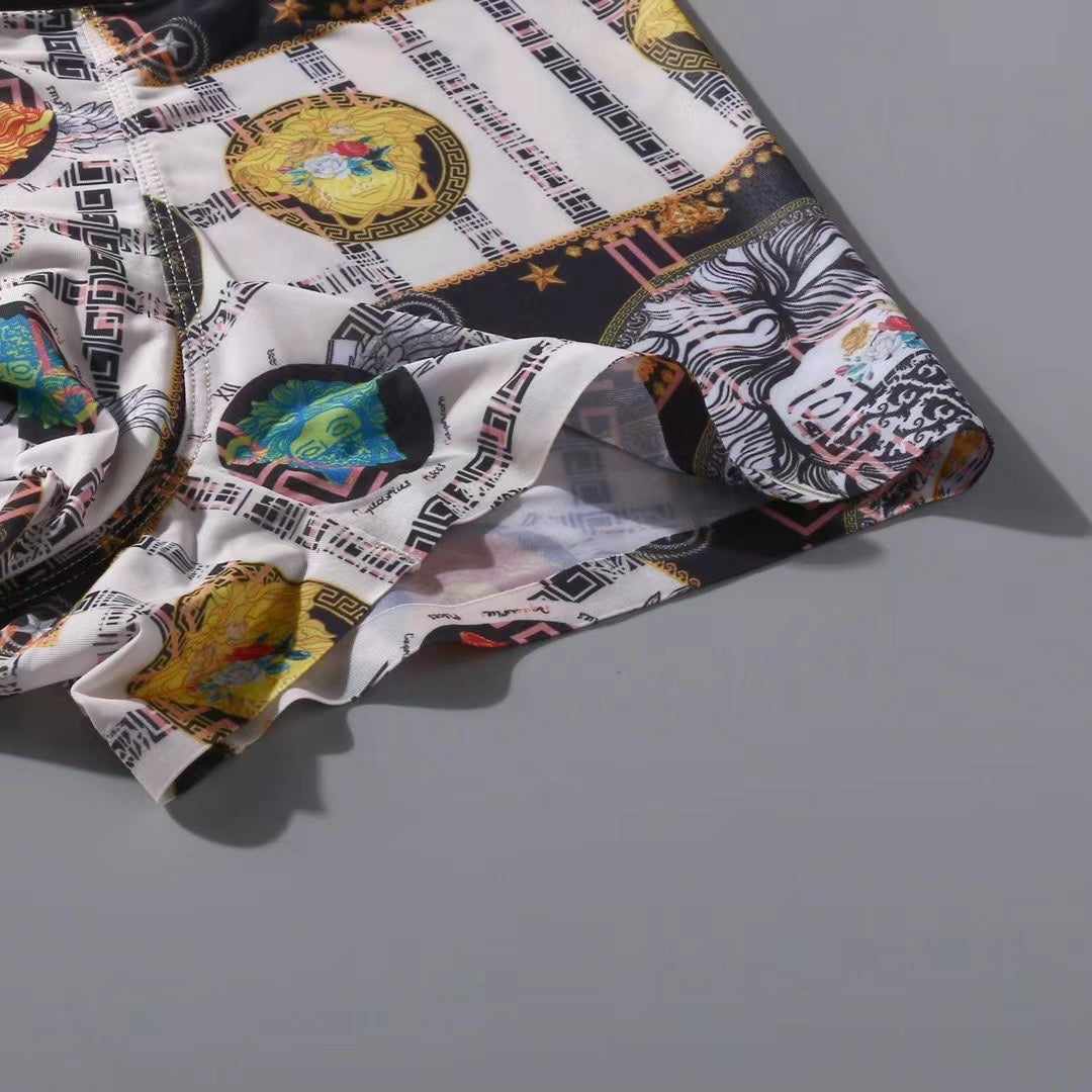 Versace Grey Gold Ornamental Print Boxer Briefs, image 9