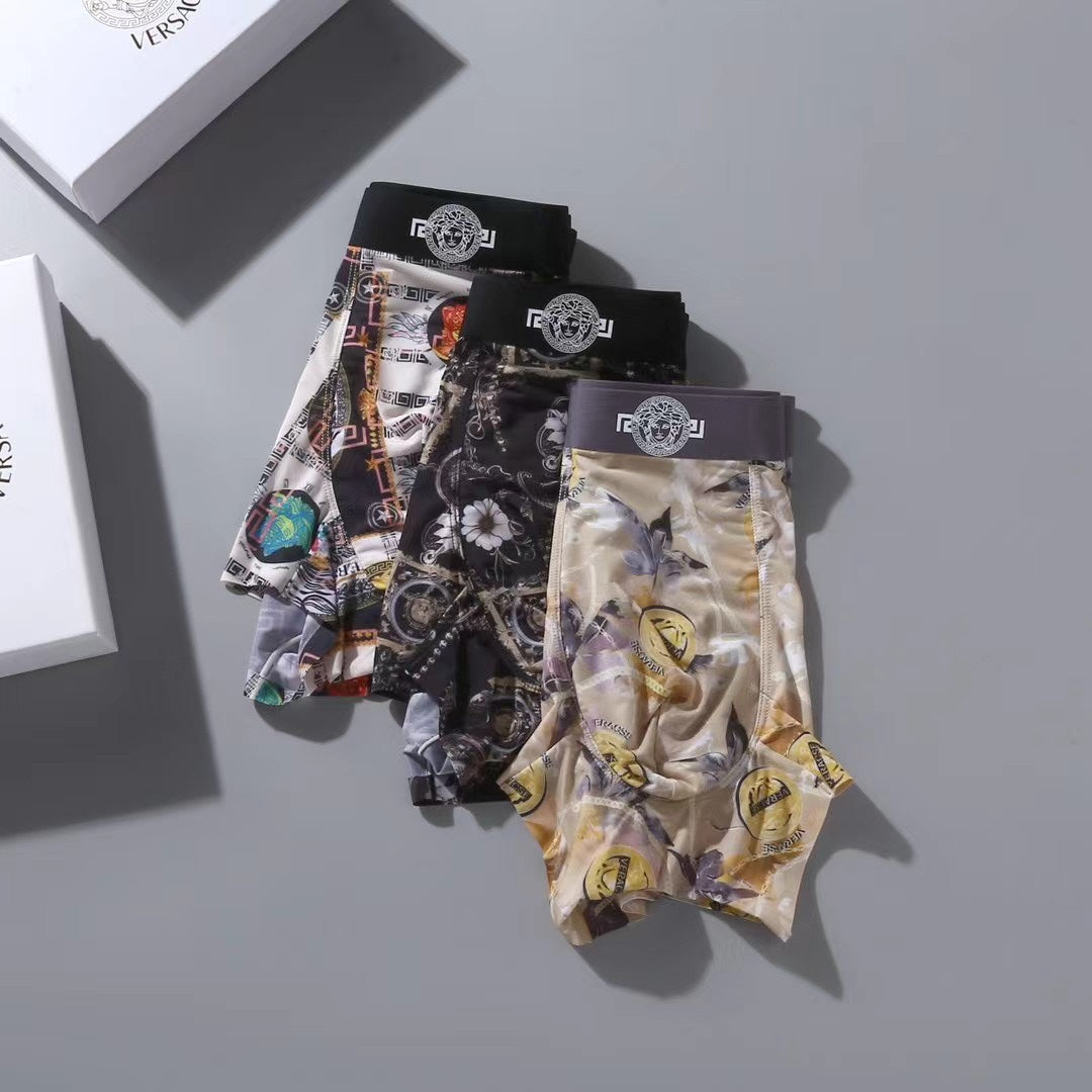 Versace Grey Gold Ornamental Print Boxer Briefs, image 5