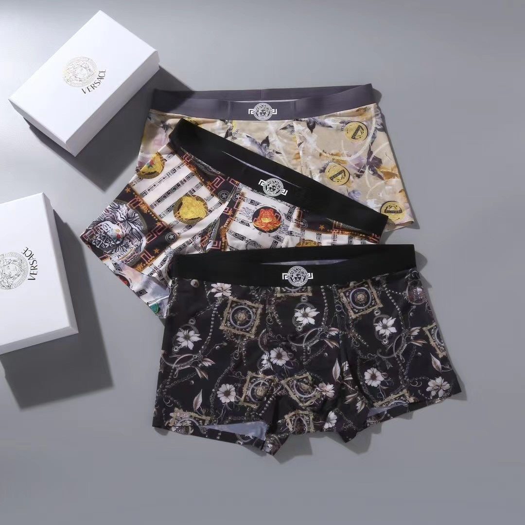 Versace Grey Gold Ornamental Print Boxer Briefs, image 4