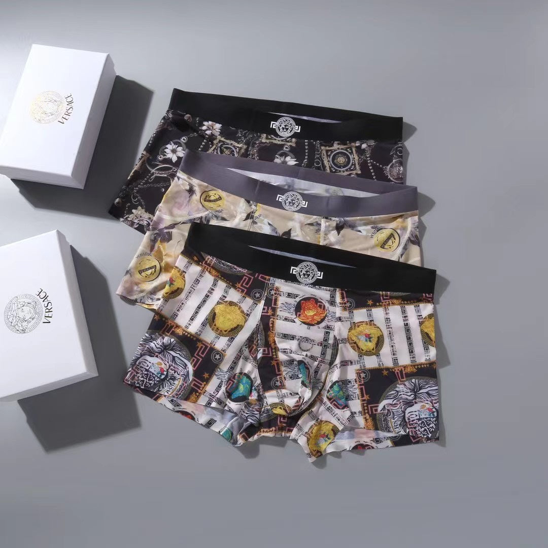 Versace Grey Gold Ornamental Print Boxer Briefs, image 2