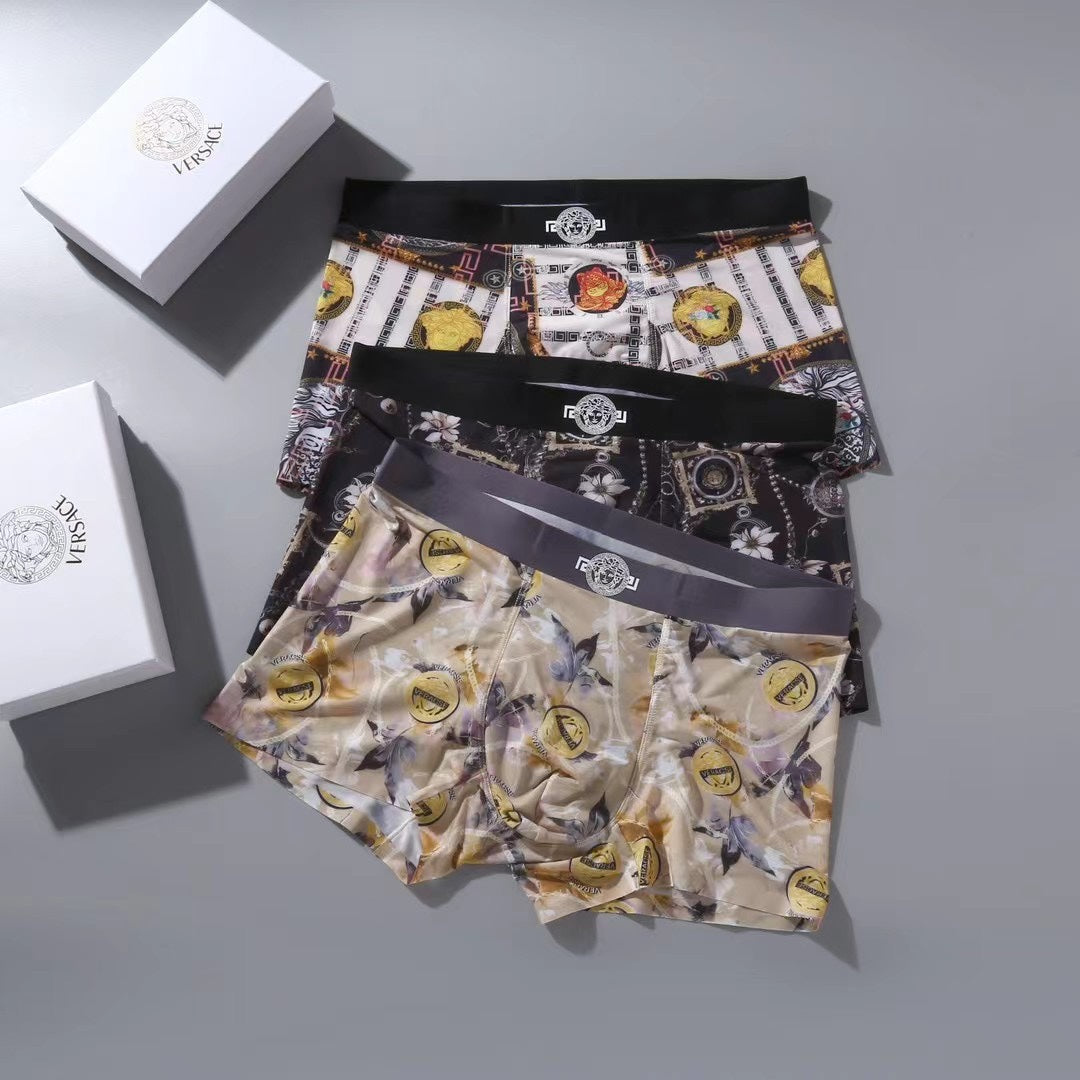 Versace Grey Gold Ornamental Print Boxer Briefs, image 3