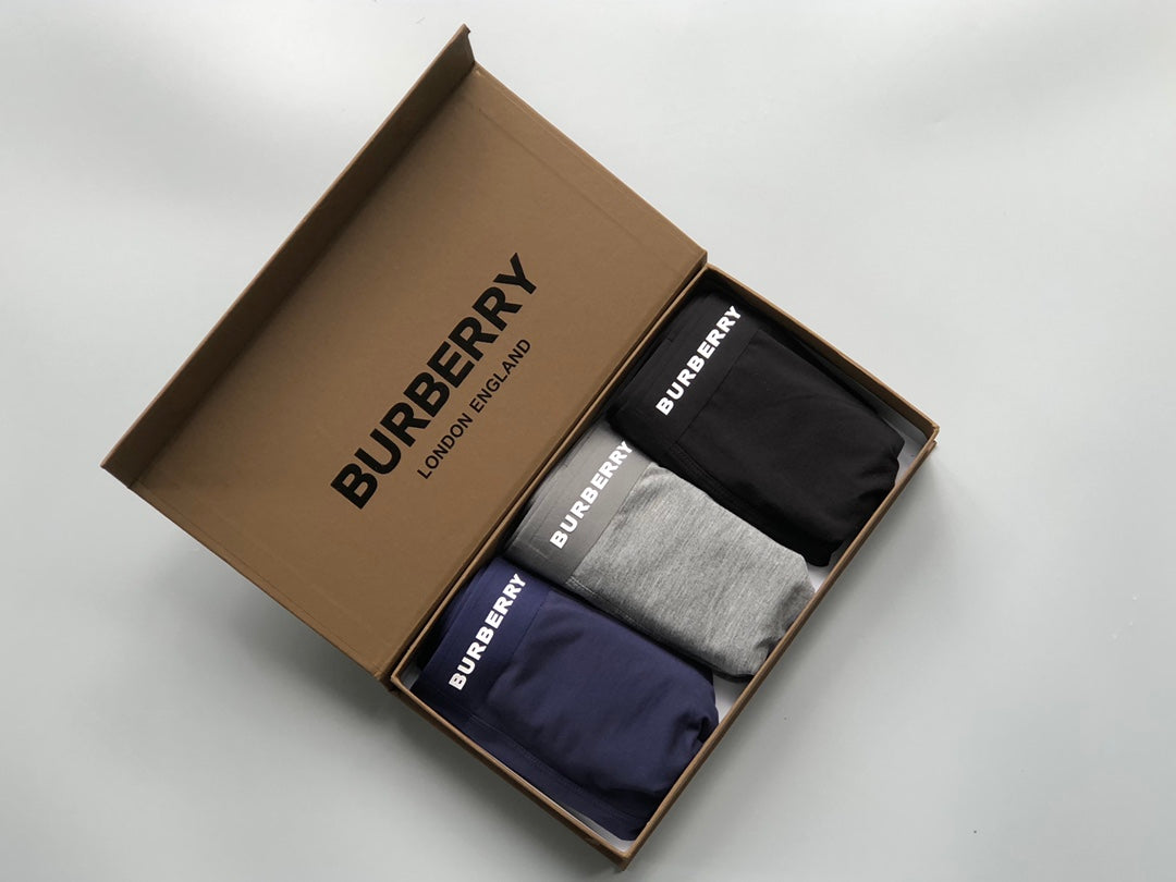 Burberry Boxed Black Navy Broad Letter Waist Boxer Briefs, image 1