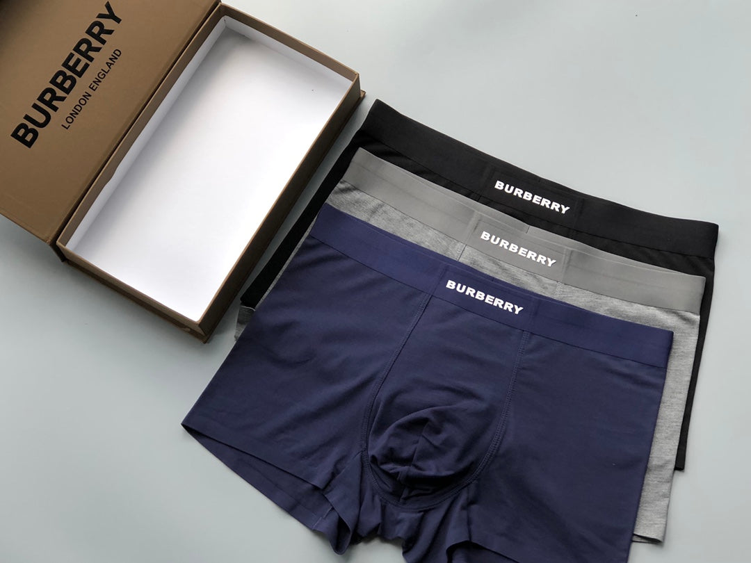 Burberry Boxed Black Navy Broad Letter Waist Boxer Briefs, image 6