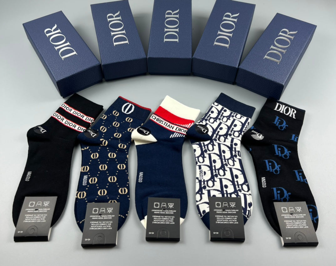 Dior Black White Mixed Letter Emblems Ankle Socks, image 7