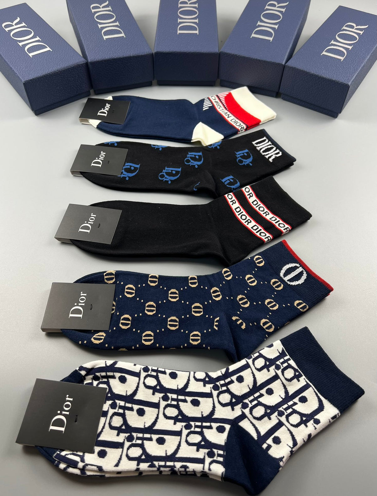 Dior Black White Mixed Letter Emblems Ankle Socks, image 9