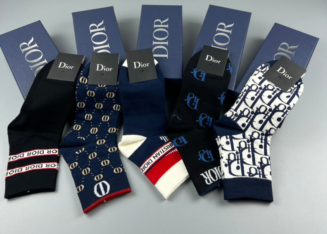 Dior Black White Mixed Letter Emblems Ankle Socks, image 4