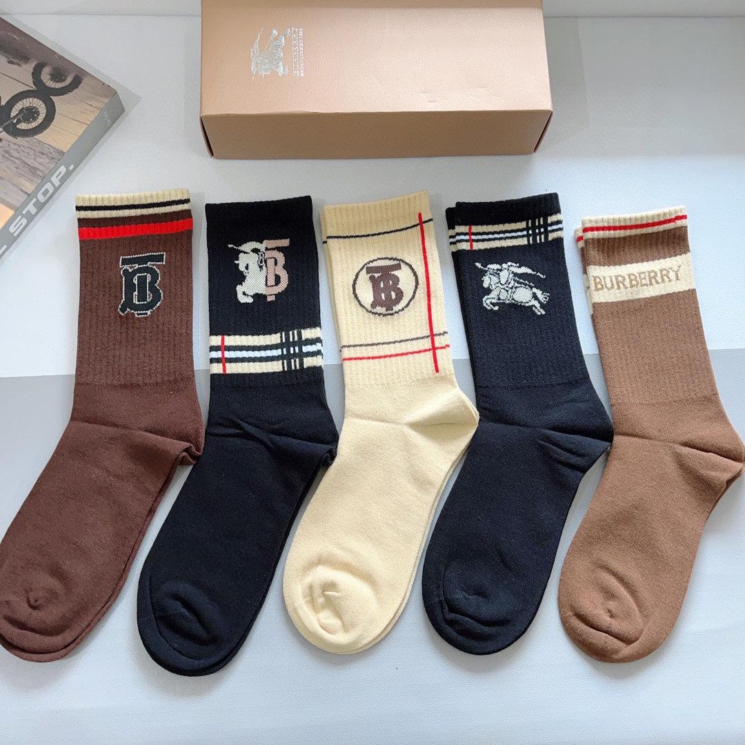 Burberry Earthy Contrast Cuff Round Monograms Crew Socks, image 2