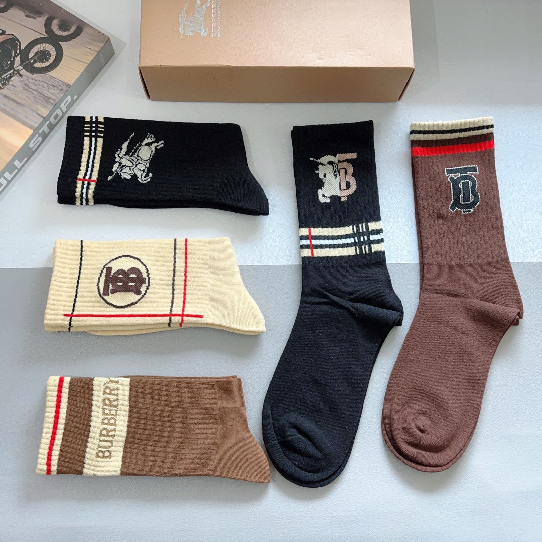 Burberry Earthy Contrast Cuff Round Monograms Crew Socks, image 6