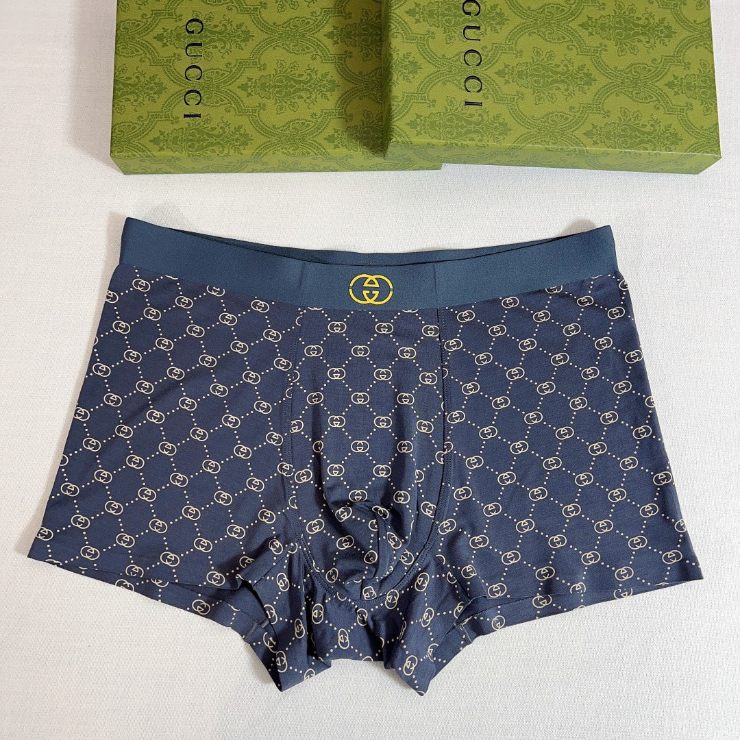 Gucci Navy Checkerboard Waist Letters Boxer Briefs, image 9