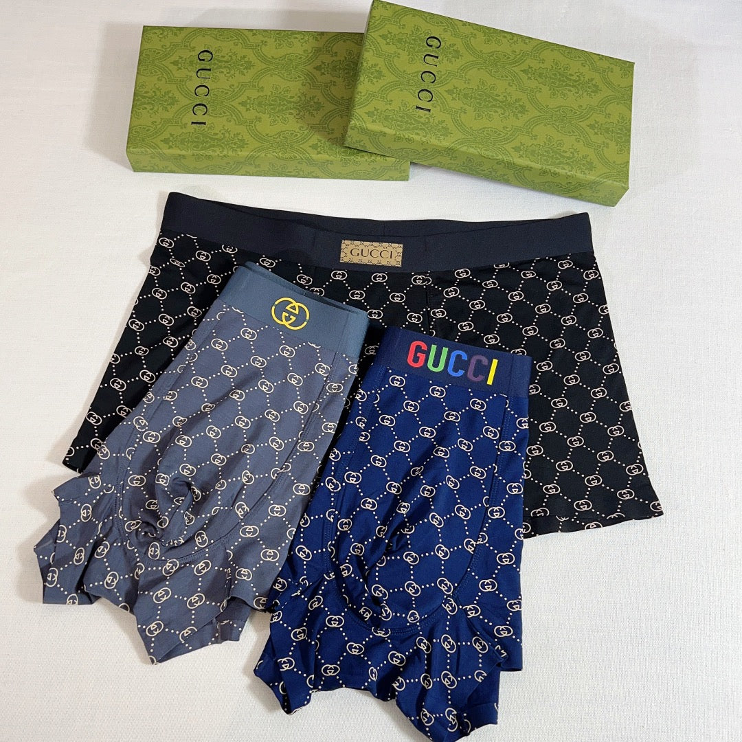 Gucci Navy Checkerboard Waist Letters Boxer Briefs, image 8