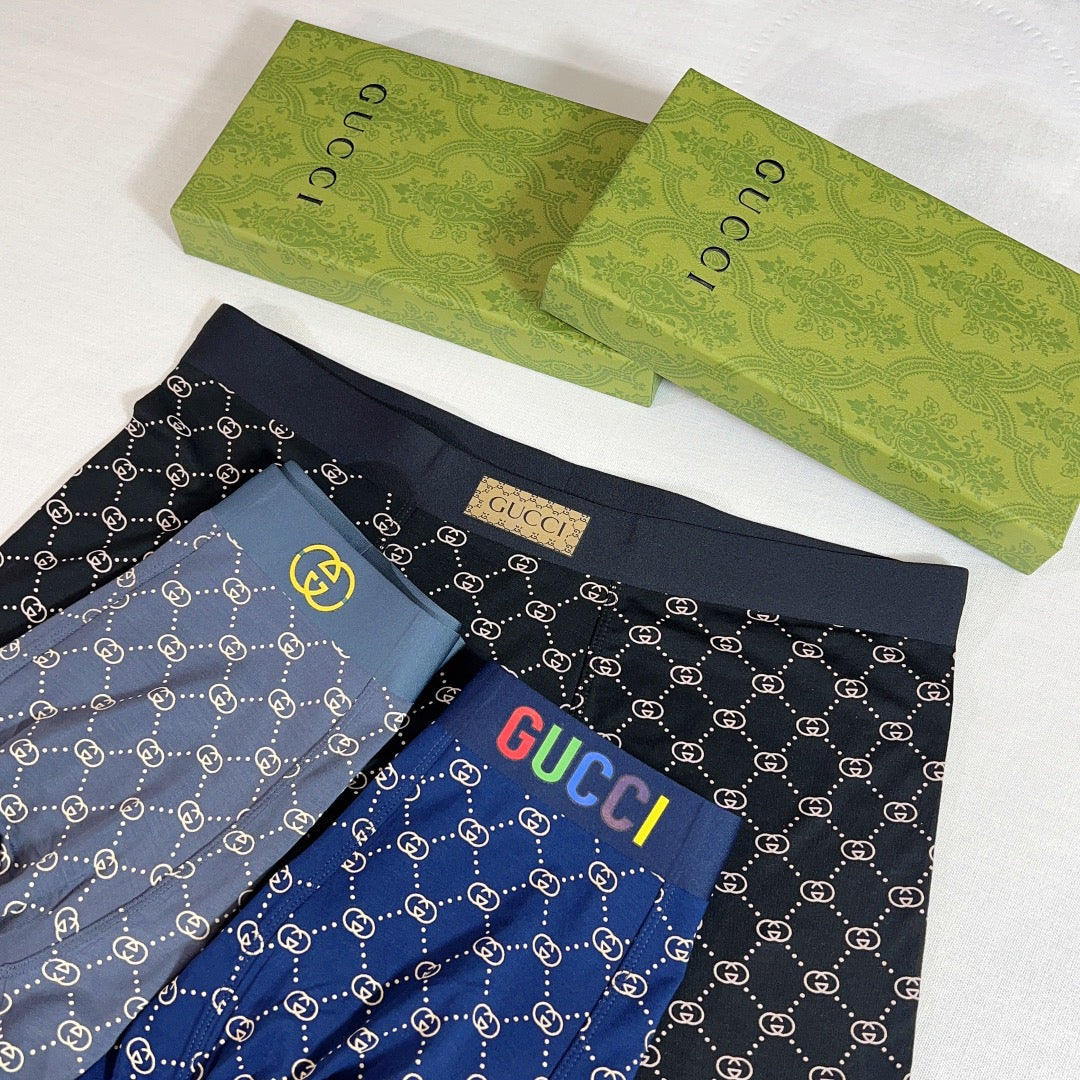 Gucci Navy Checkerboard Waist Letters Boxer Briefs, image 7